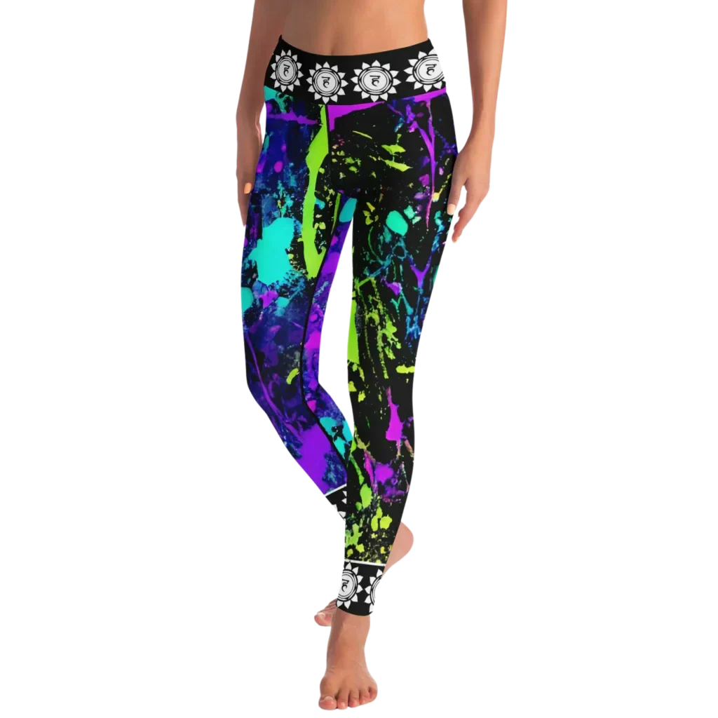 Neon Splash Yoga Pants Bra Set For Women