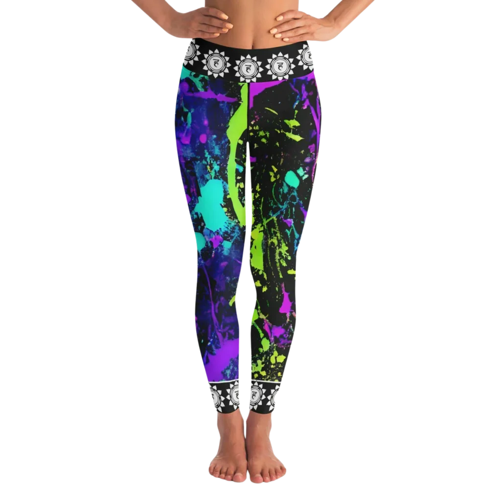 Neon Splash Yoga Pants Bra Set For Women