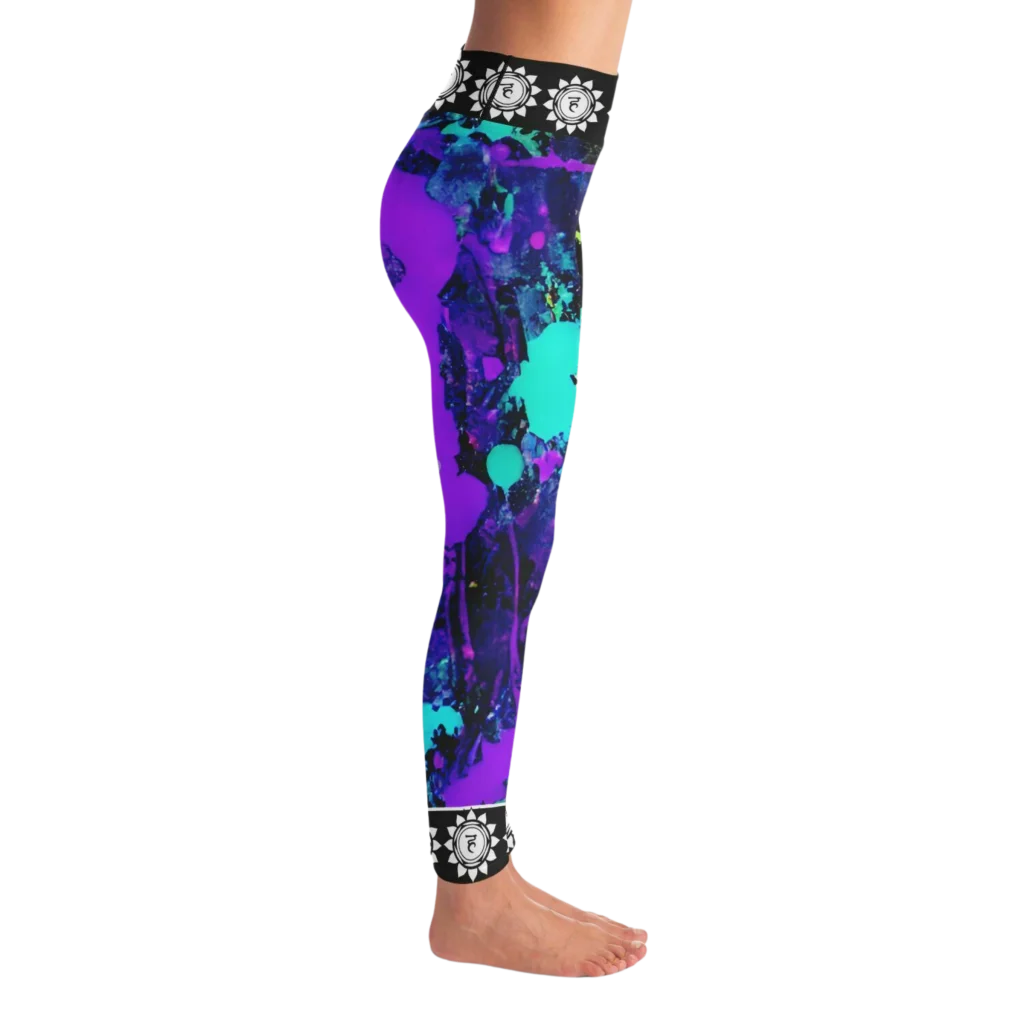 Neon Splash Yoga Pants Bra Set For Women