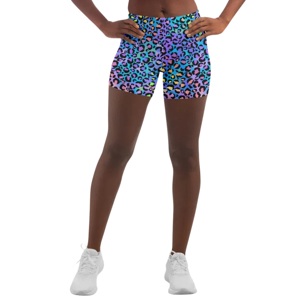 Neon Yoga Shorts With Vibrant Leopard Print Energy