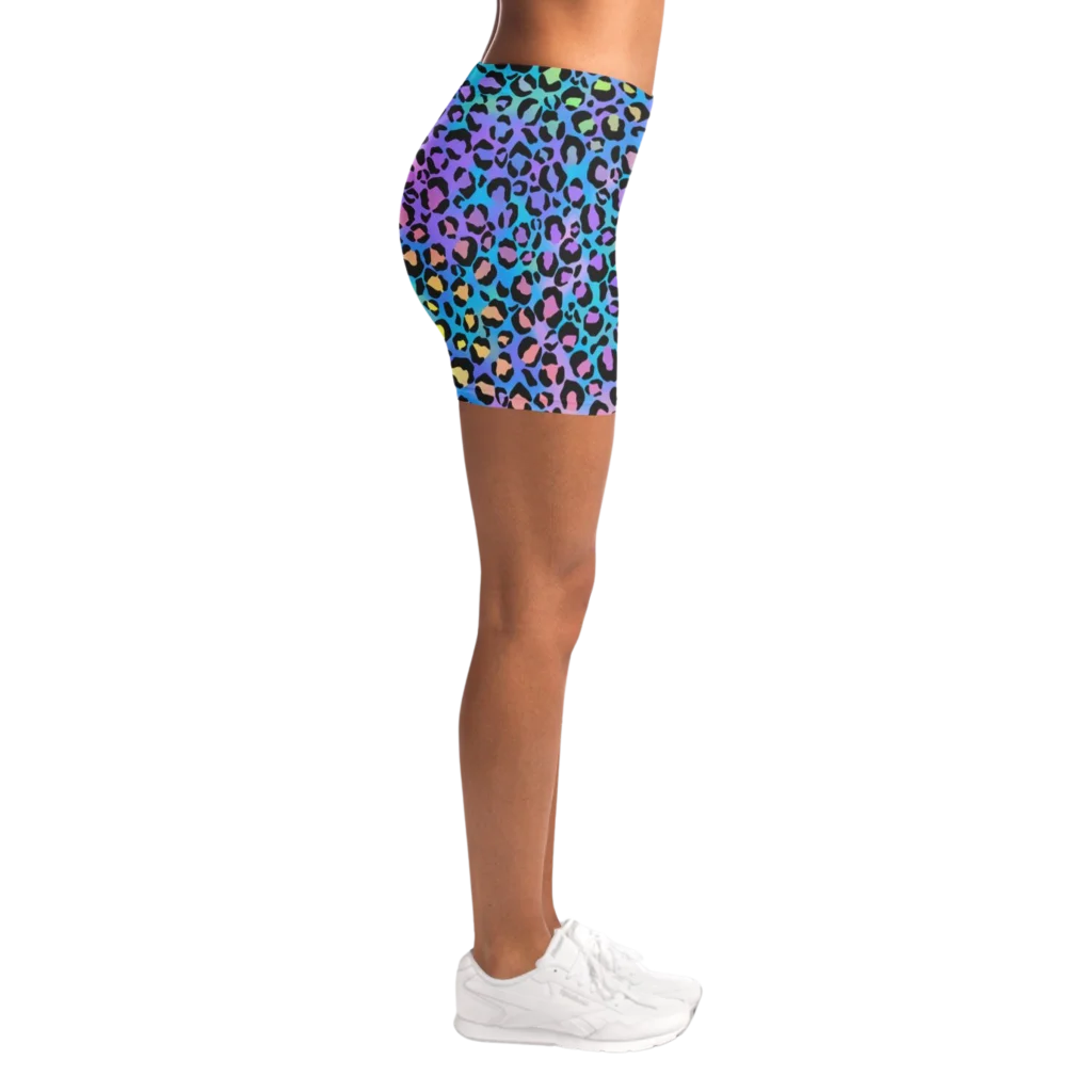Neon Yoga Shorts With Vibrant Leopard Print Energy