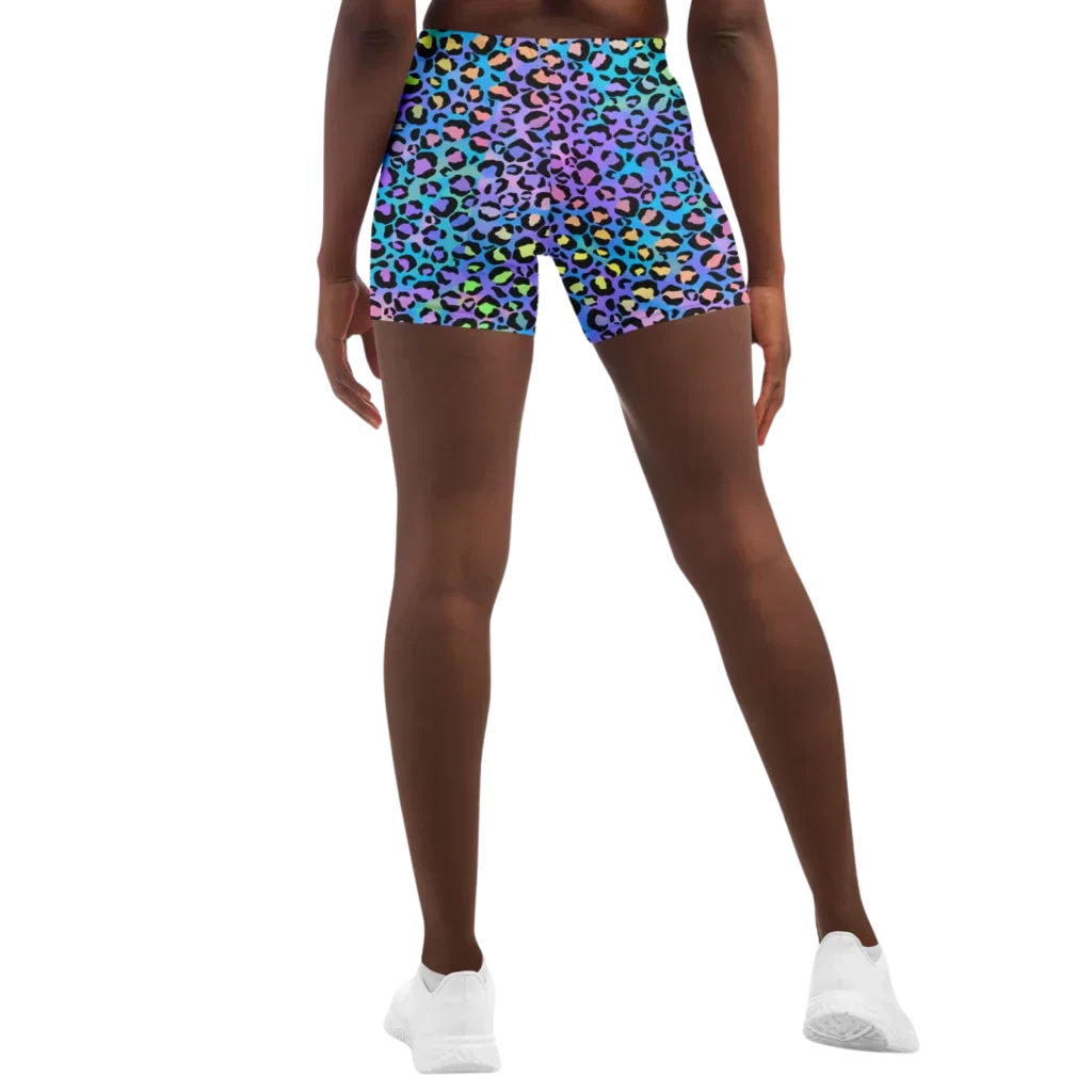 Neon Yoga Shorts With Vibrant Leopard Print Energy