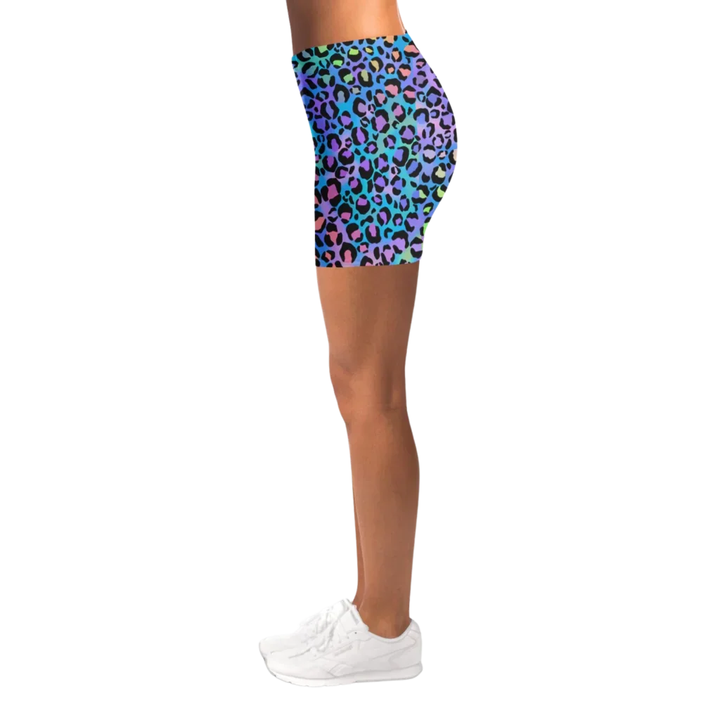 Neon Yoga Shorts With Vibrant Leopard Print Energy