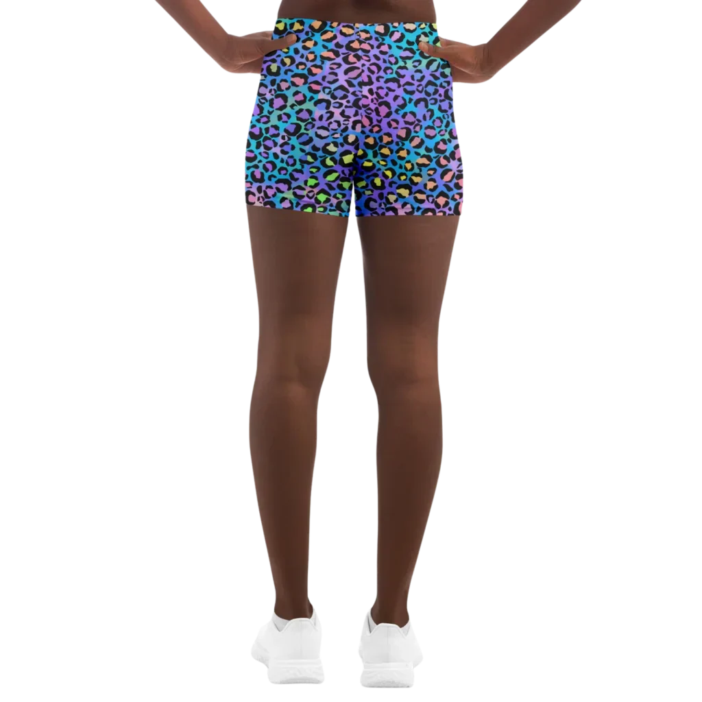 Neon Yoga Shorts With Vibrant Leopard Print Energy
