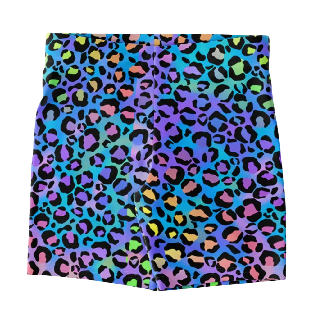 Neon Yoga Shorts With Vibrant Leopard Print Energy