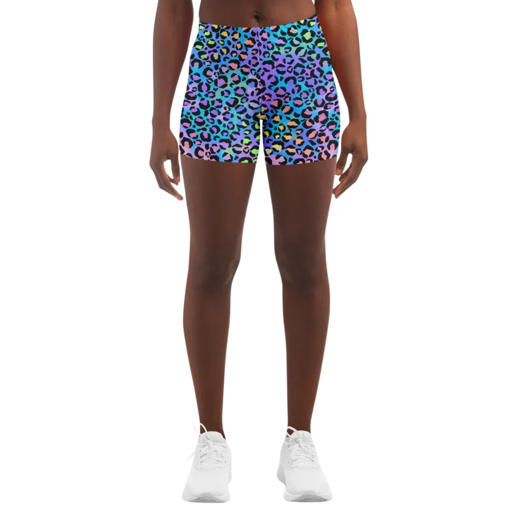 Neon Yoga Shorts With Vibrant Leopard Print Energy