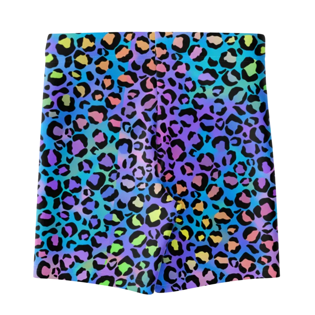Neon Yoga Shorts With Vibrant Leopard Print Energy