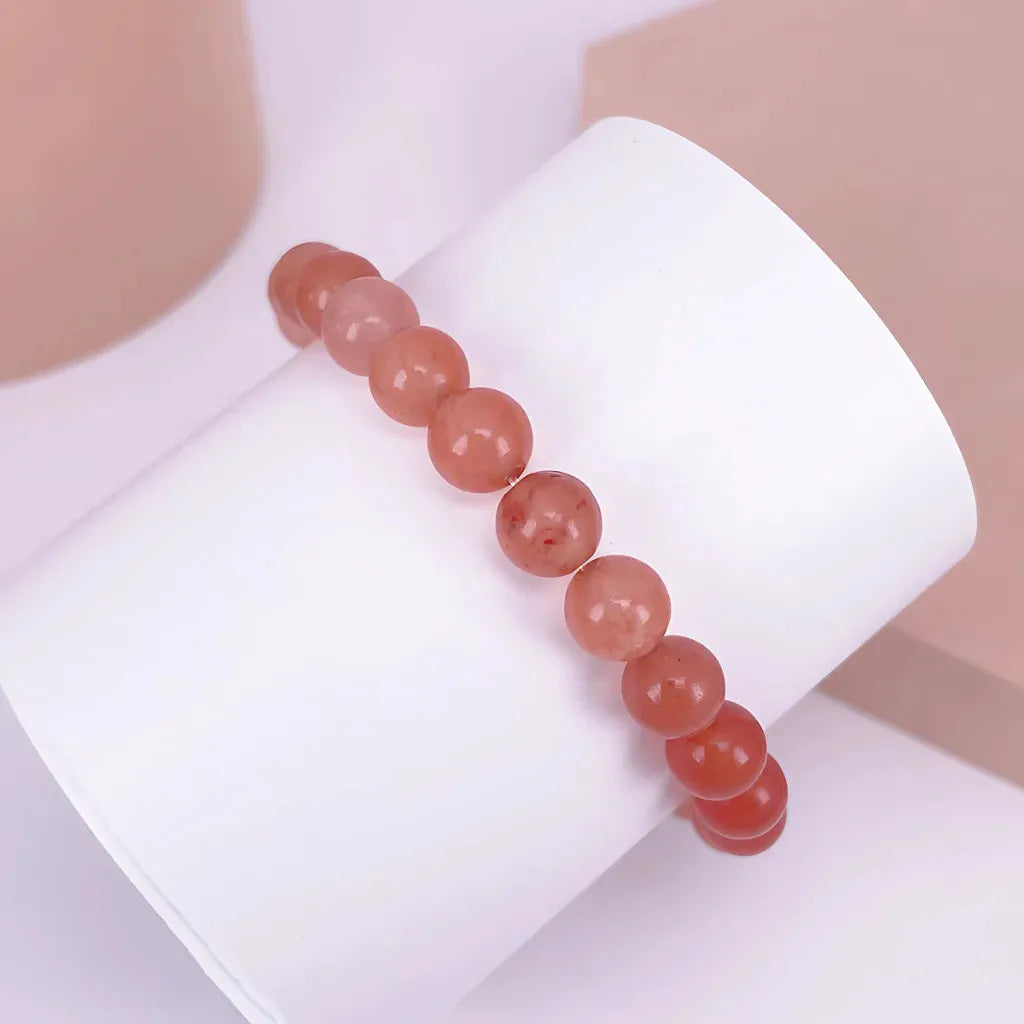 Orange Bead Bracelet For Daily Wellness Rituals - 8mm