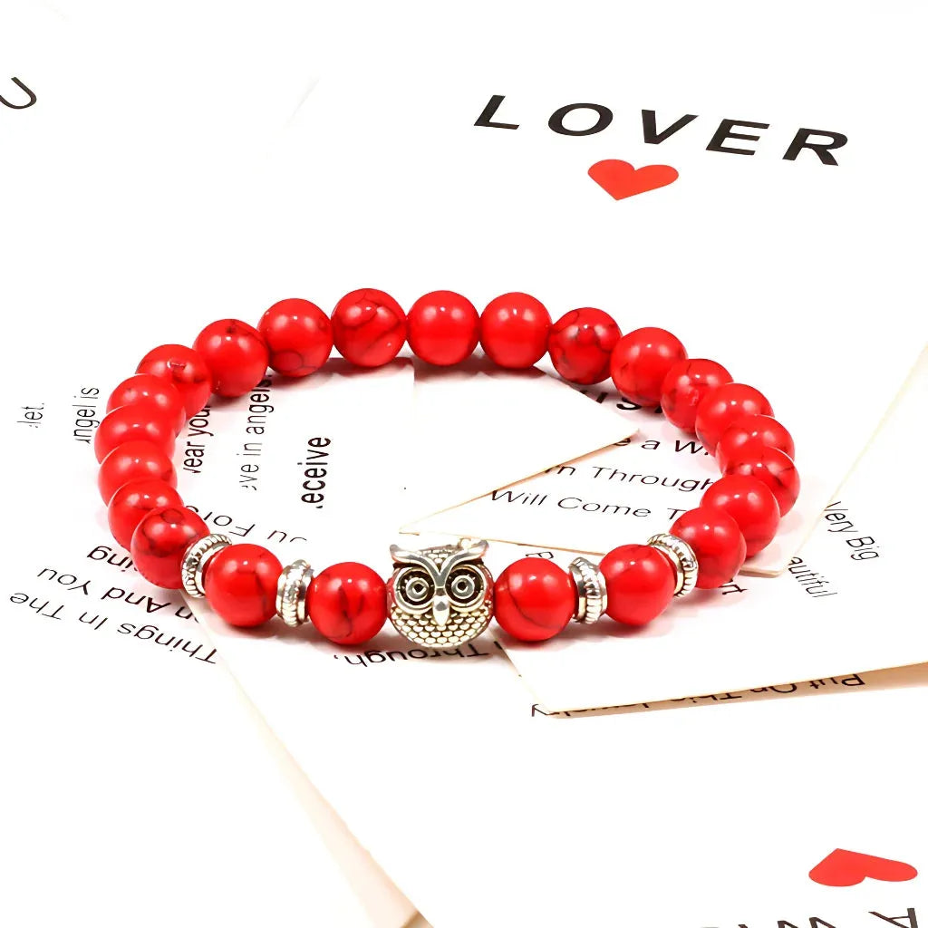 Owl Charm Beads Bracelets With Natural Stones