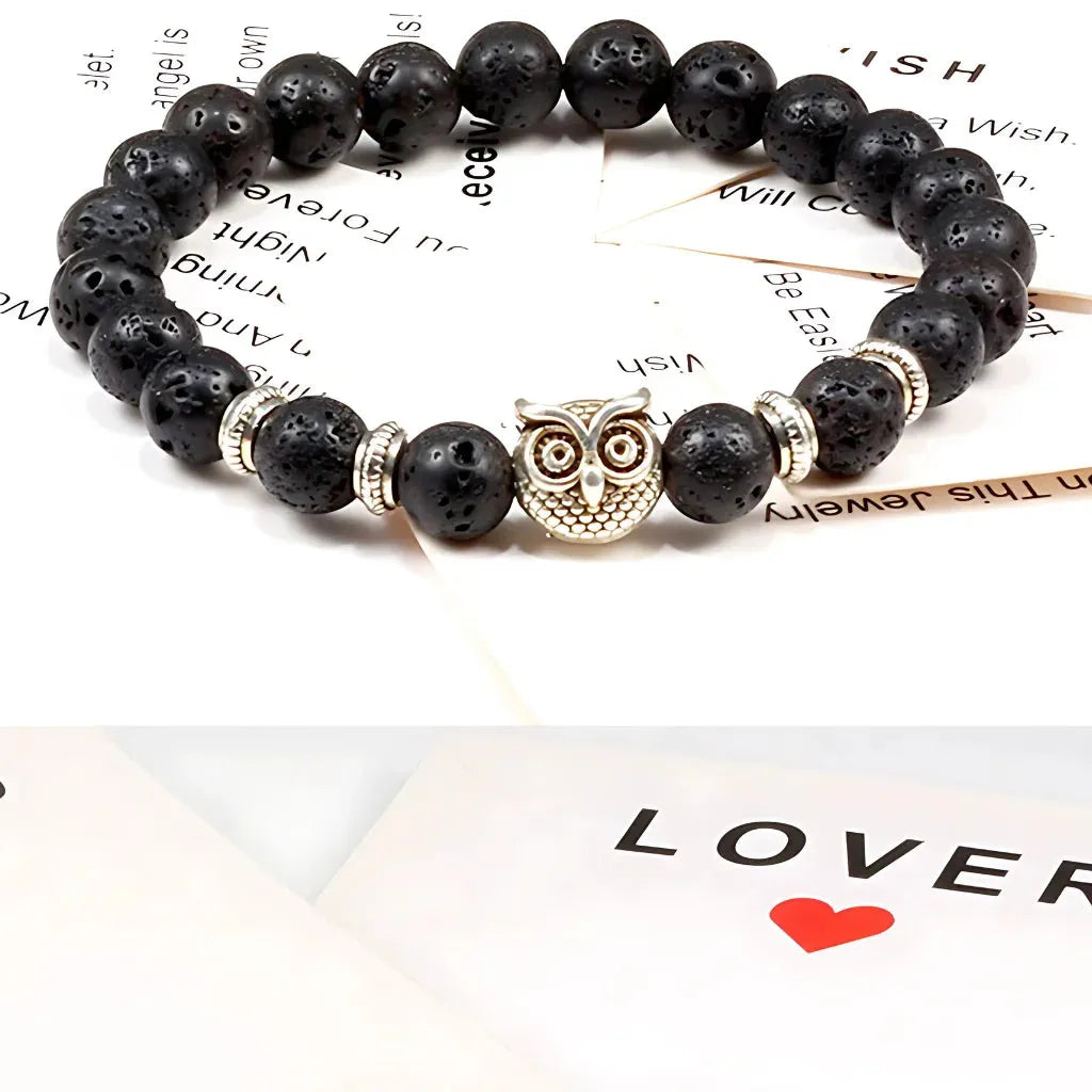 Owl Charm Beads Bracelets With Natural Stones