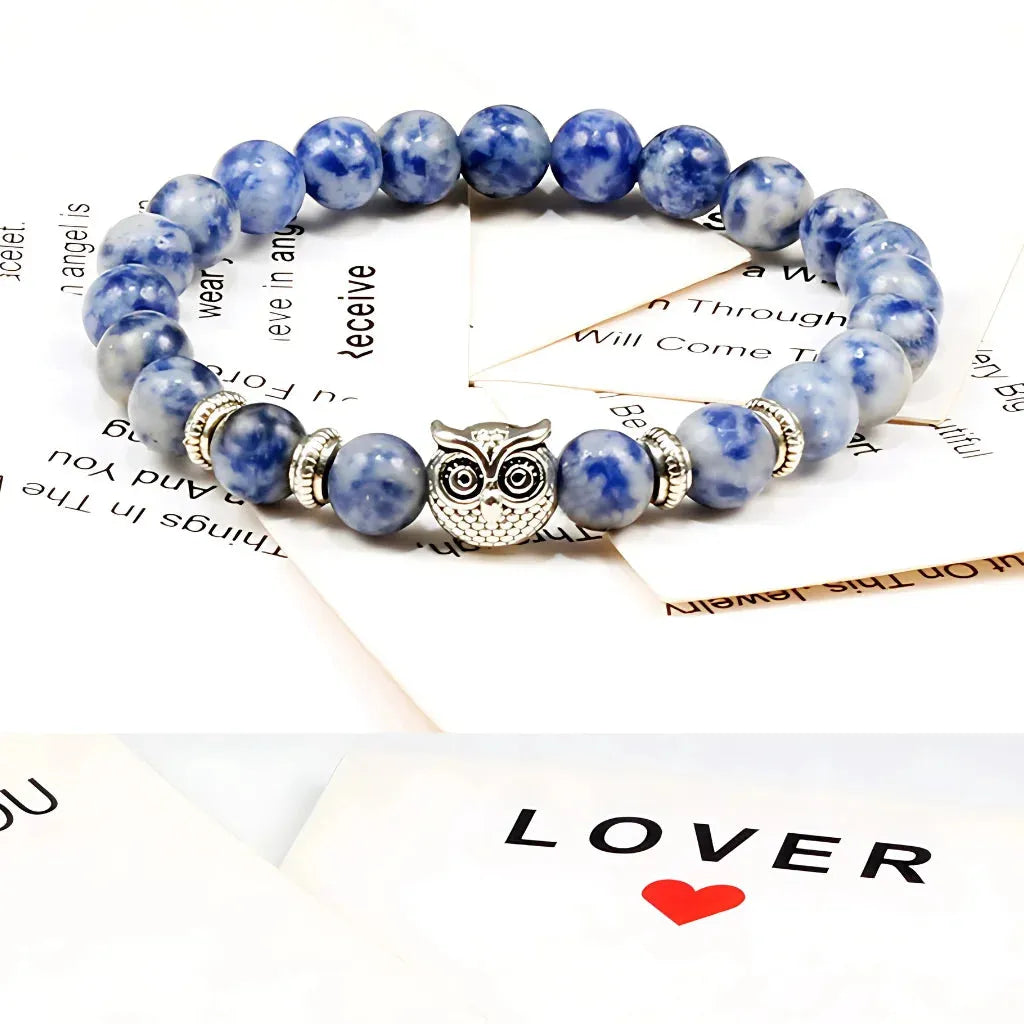 Owl Charm Beads Bracelets With Natural Stones