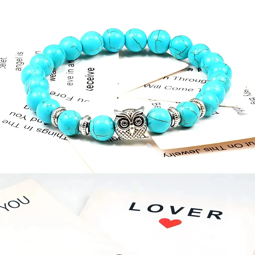 Owl Charm Beads Bracelets With Natural Stones