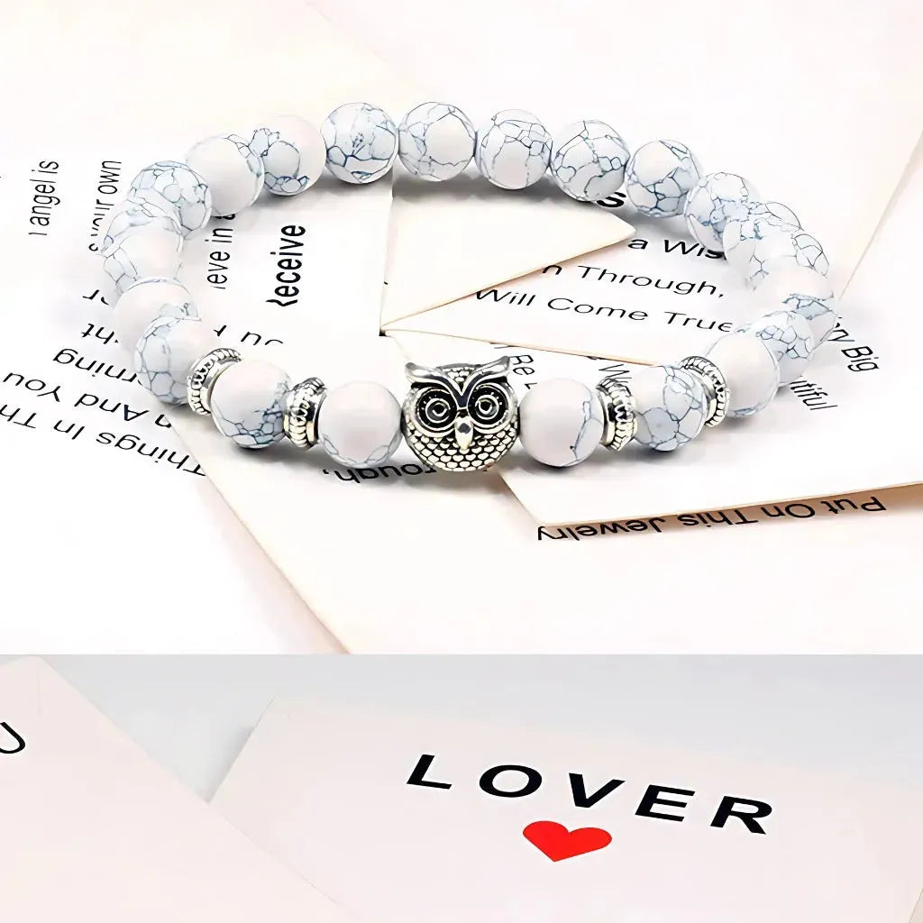 Owl Charm Beads Bracelets With Natural Stones