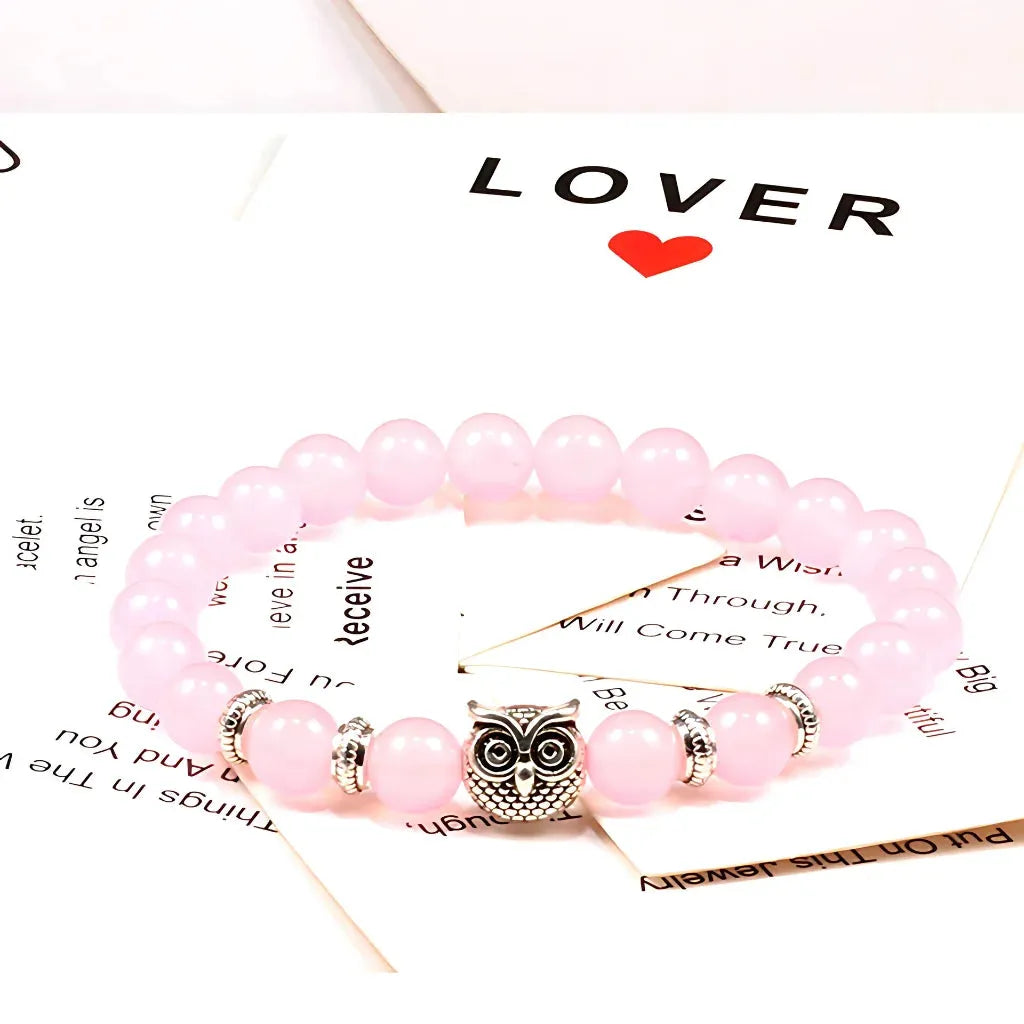 Owl Charm Beads Bracelets With Natural Stones