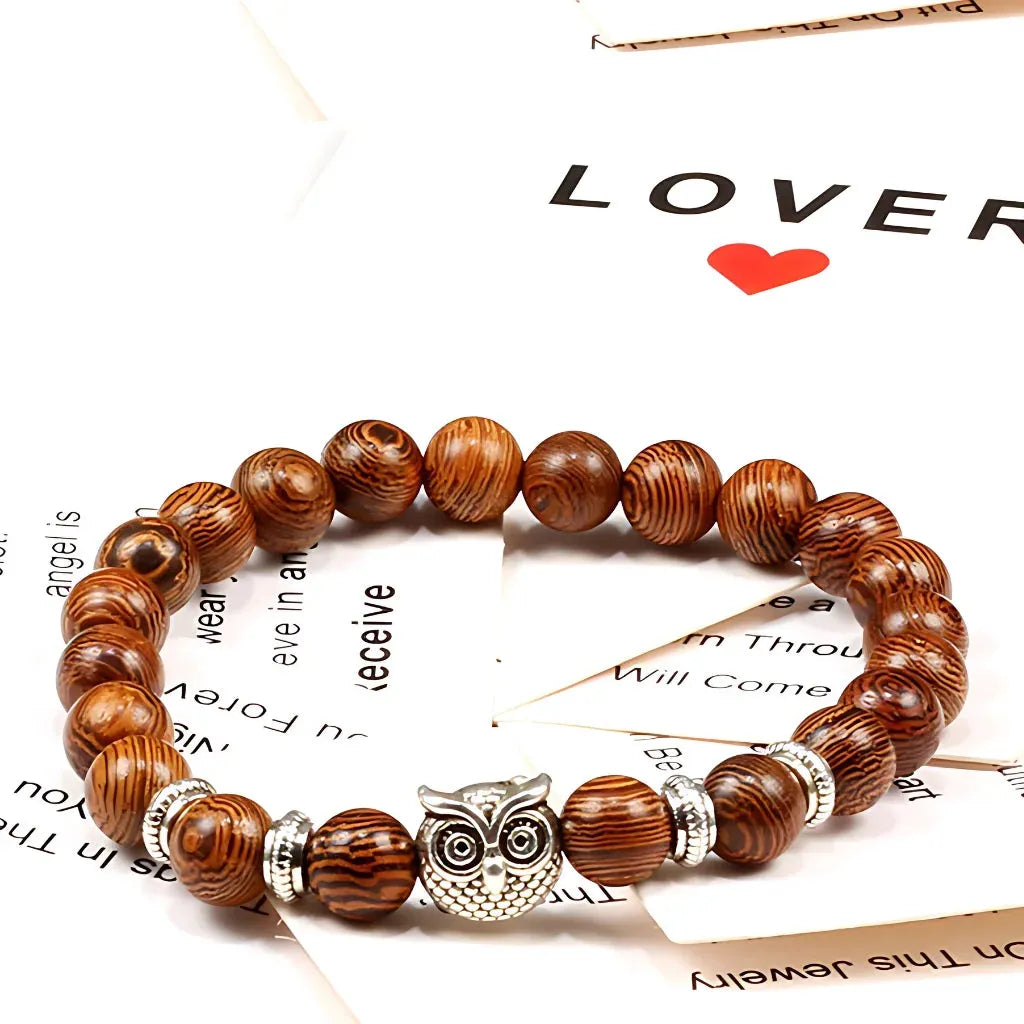 Owl Charm Beads Bracelets With Natural Stones