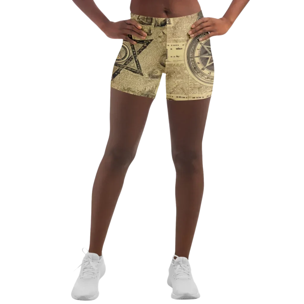 Patterned Yoga Shorts With Celestial Alchemy Design
