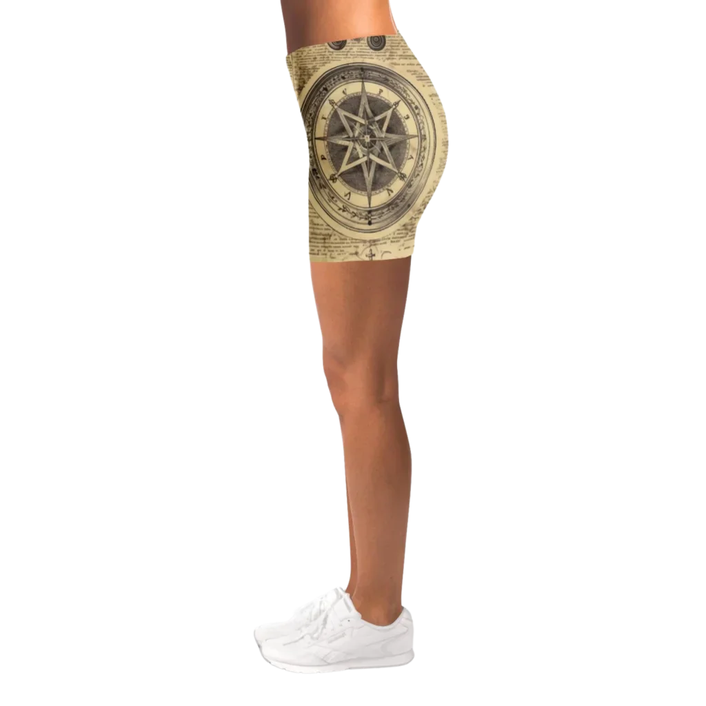Patterned Yoga Shorts With Celestial Alchemy Design
