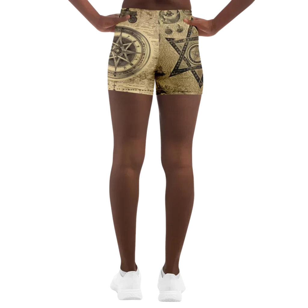 Patterned Yoga Shorts With Celestial Alchemy Design