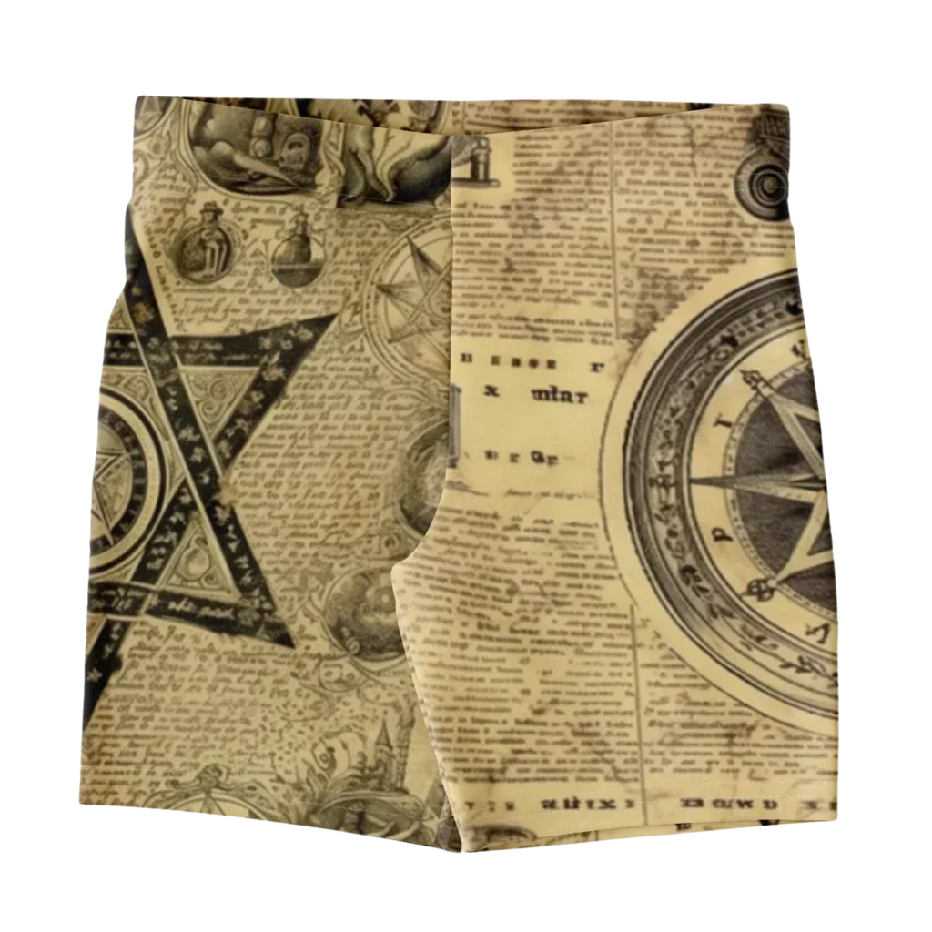 Patterned Yoga Shorts With Celestial Alchemy Design