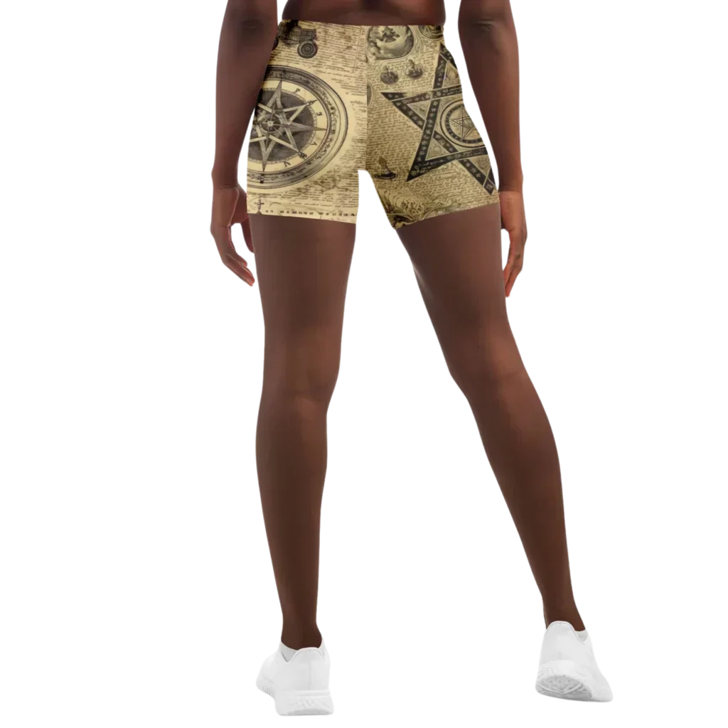 Patterned Yoga Shorts With Celestial Alchemy Design