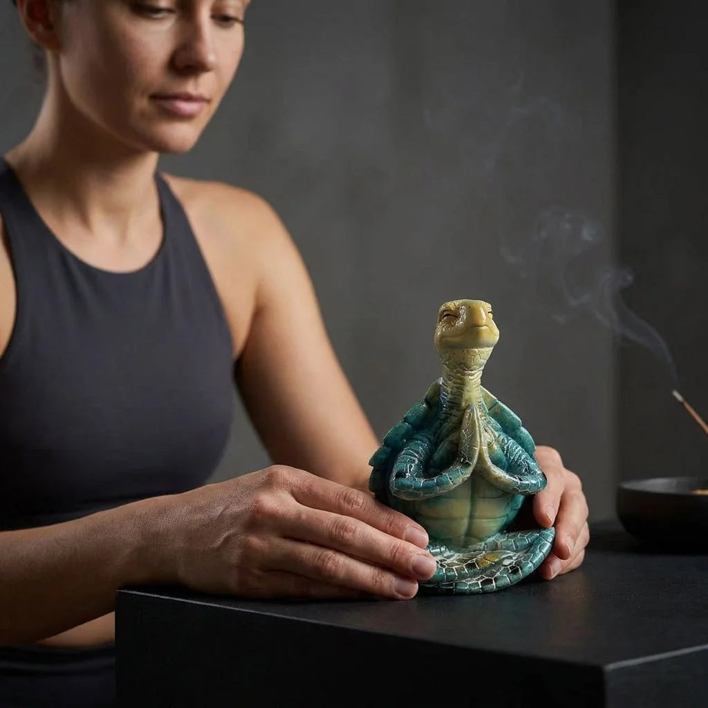 Peaceful Meditating Turtle Resin Yoga Ornament - Yoga Turtle