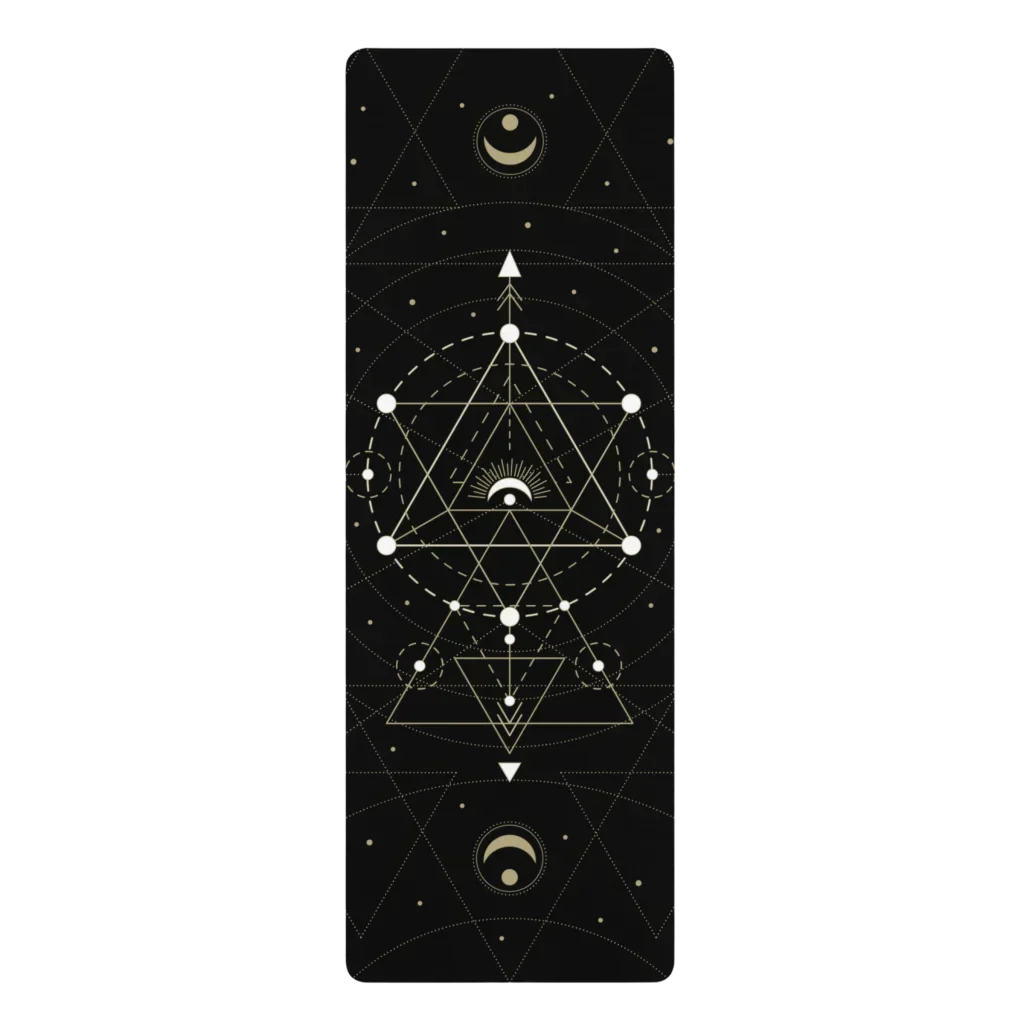 Pilates Yoga Mat With Sacred Celestial Symbols - 24x68