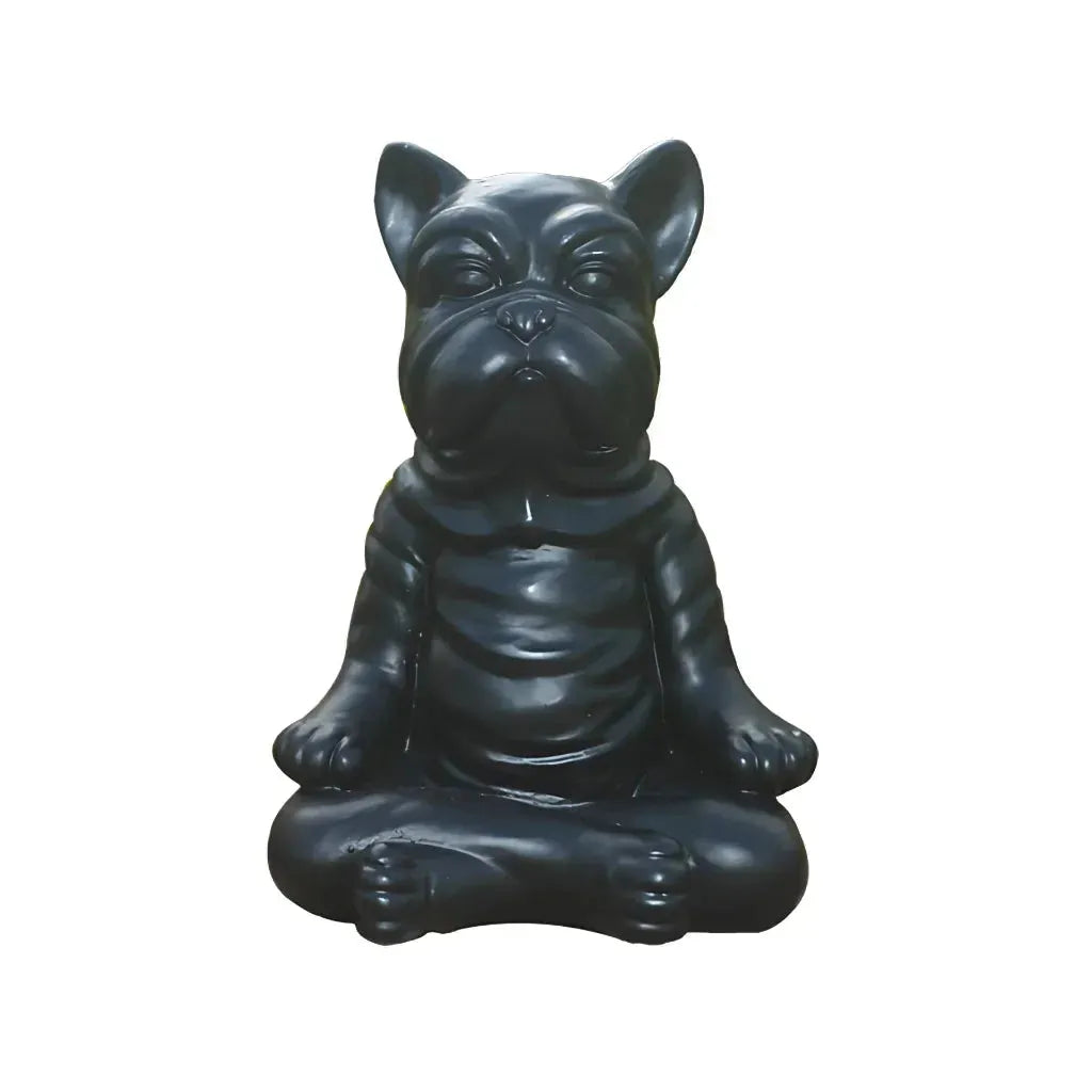 Playful Resin Yoga Dog Statue For Zen Decor - Black