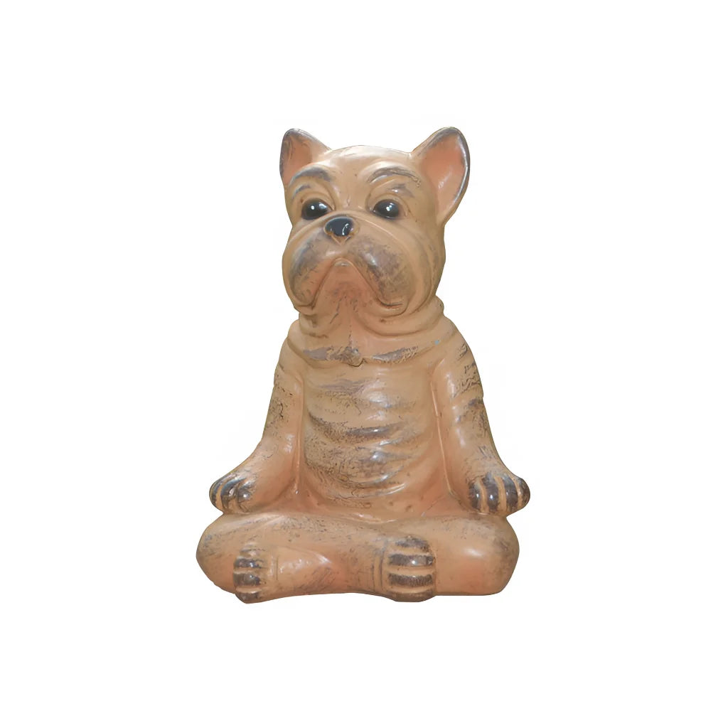 Playful Resin Yoga Dog Statue For Zen Decor - Orange