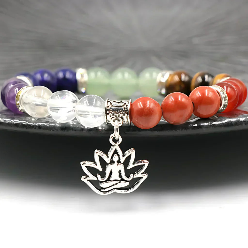 Polished Crystals Bracelet Set For Daily Balance - Yoga Symbol Bracelet Set