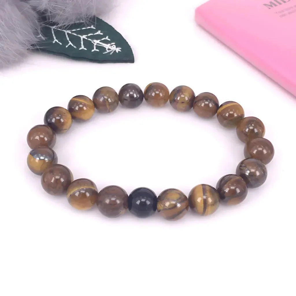 Polished Geometry Tiger Eye Bracelets - Brown