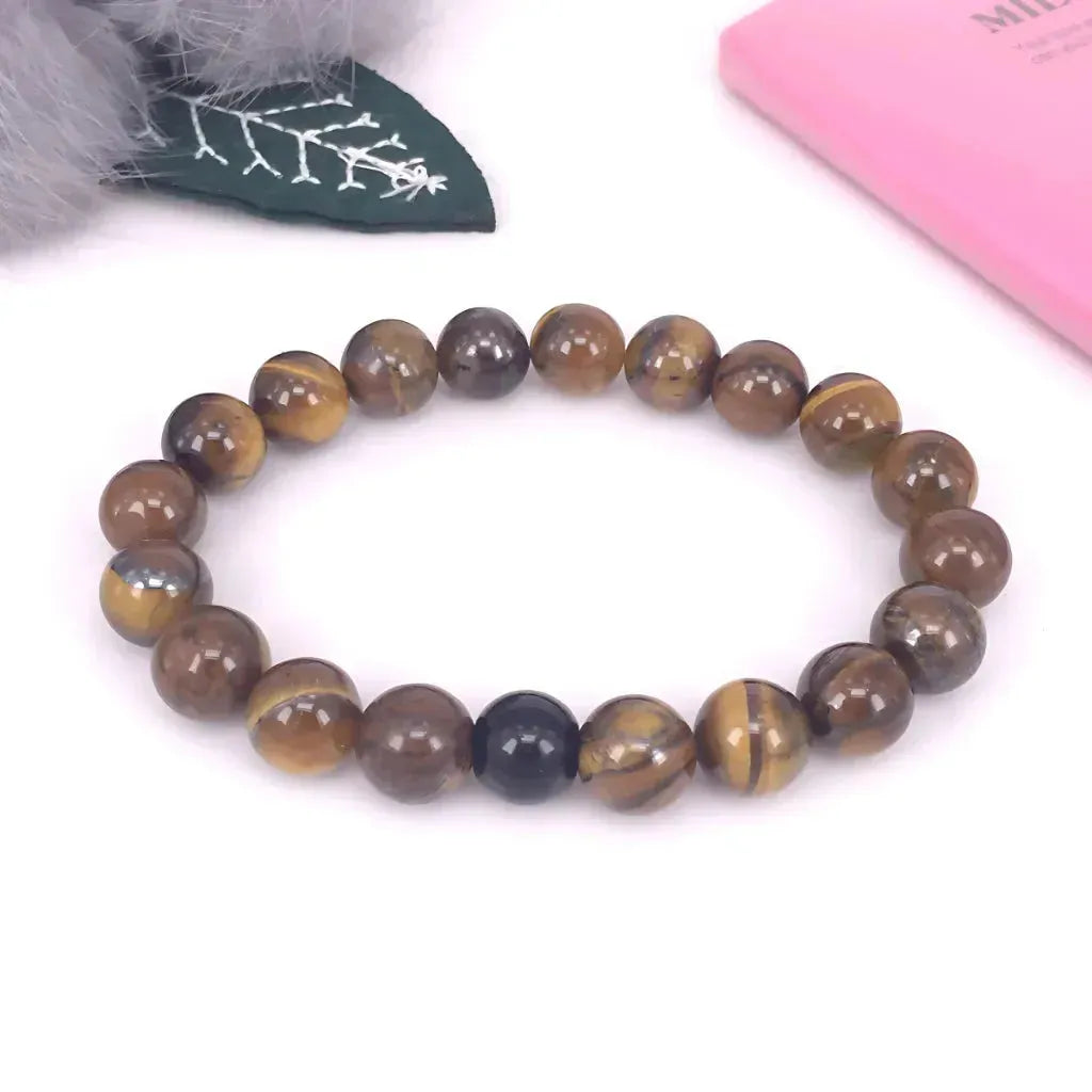 Polished Geometry Tiger Eye Bracelets - Brown