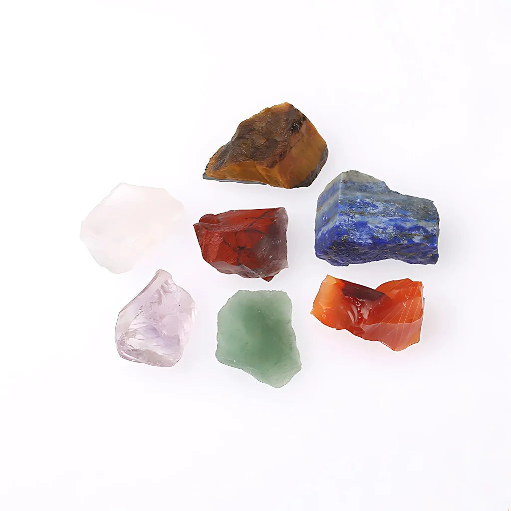 Polished Rocks Chakra Set With Crystal Energy Tools - 7 Chakra Color
