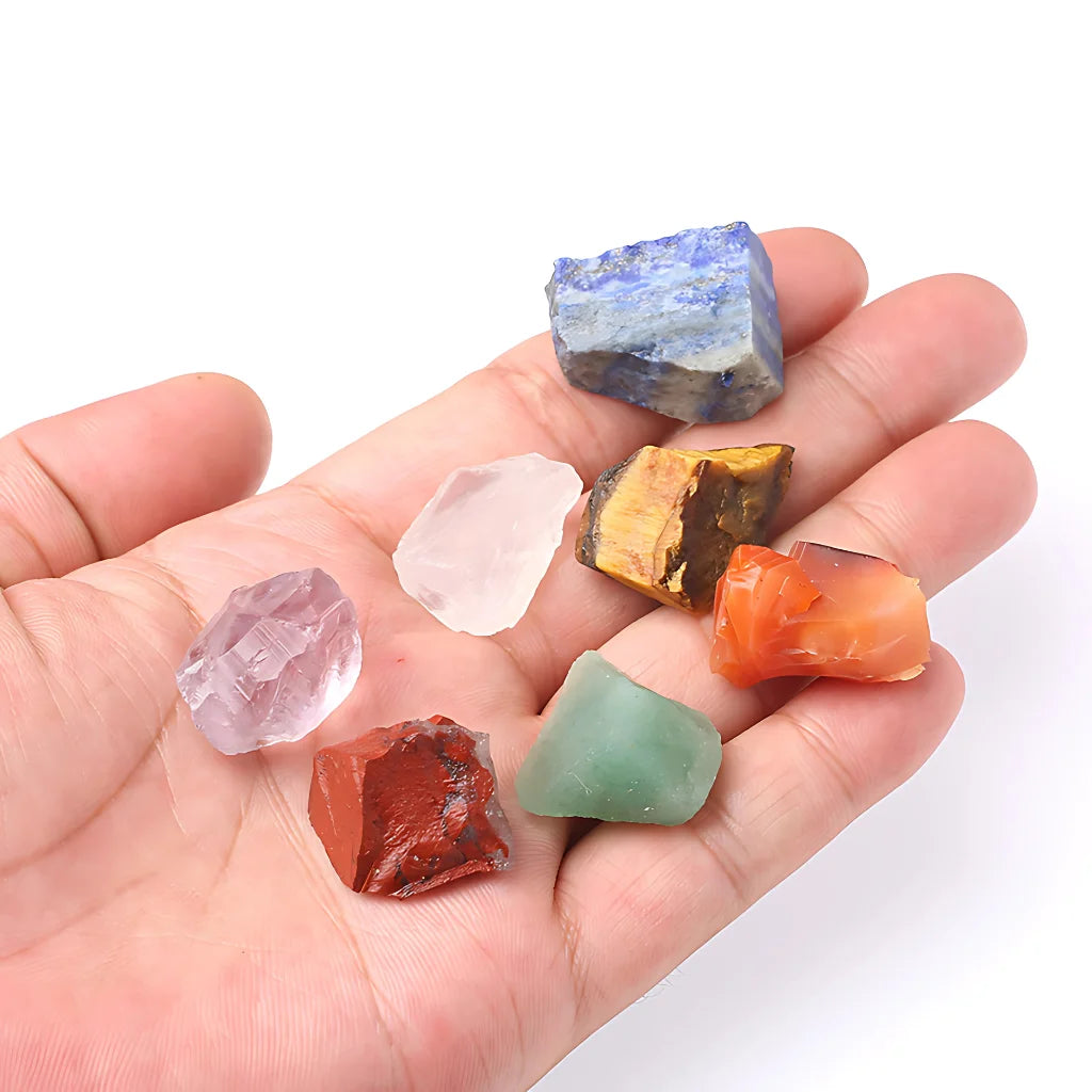 Polished Rocks Chakra Set With Crystal Energy Tools - 7 Chakra Color