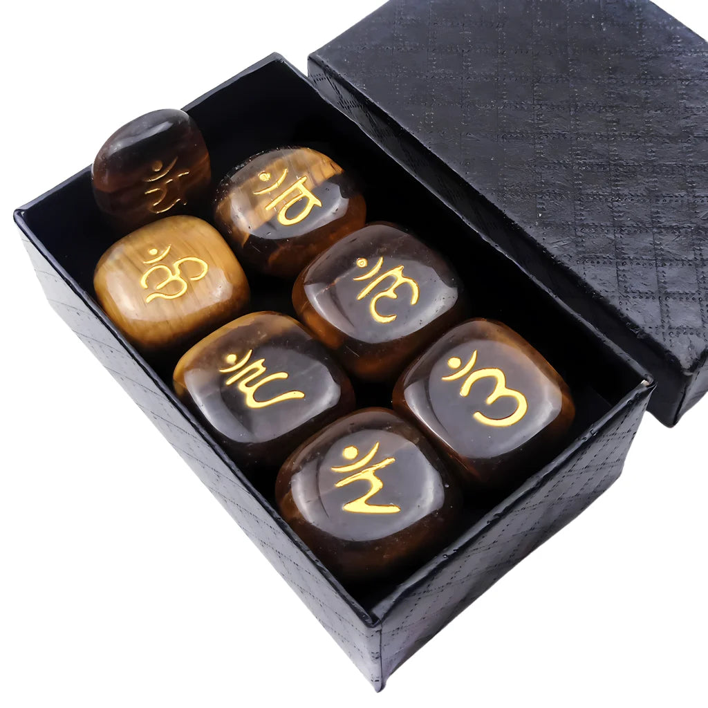 Polished Stones Chakra Set For Daily Energy Balance - Tiger Eye Stone