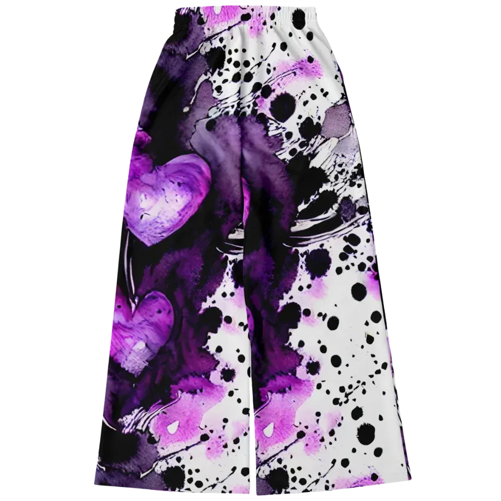 Purple Heart Flare Jogger Pants With Spiritual Energy