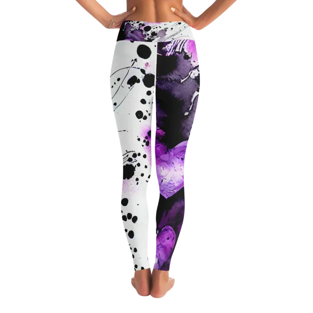 Purple Yoga Leggings With Heart Print For Sacred Flow