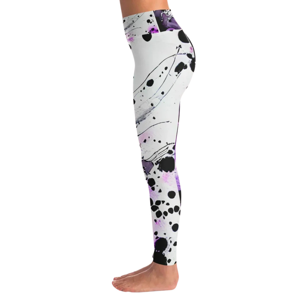 Purple Yoga Leggings With Heart Print For Sacred Flow