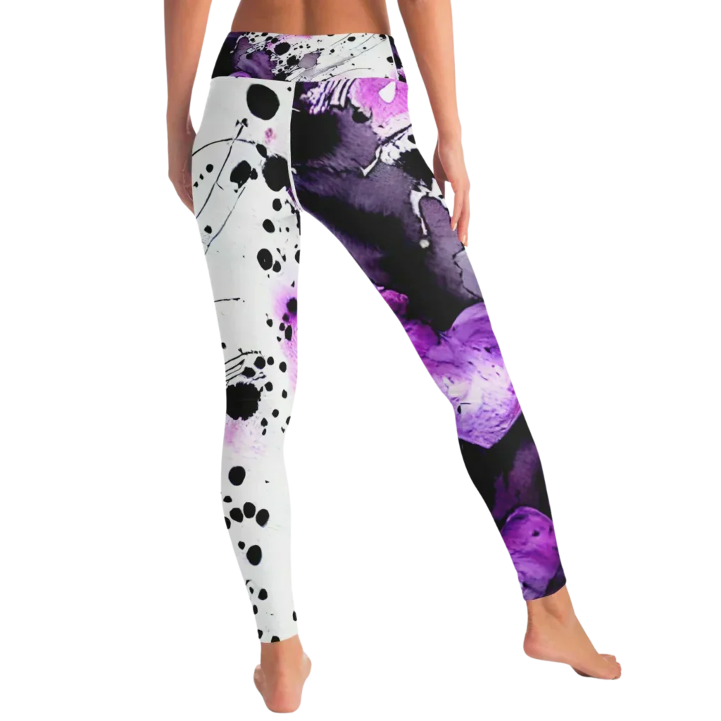 Purple Yoga Leggings With Heart Print For Sacred Flow