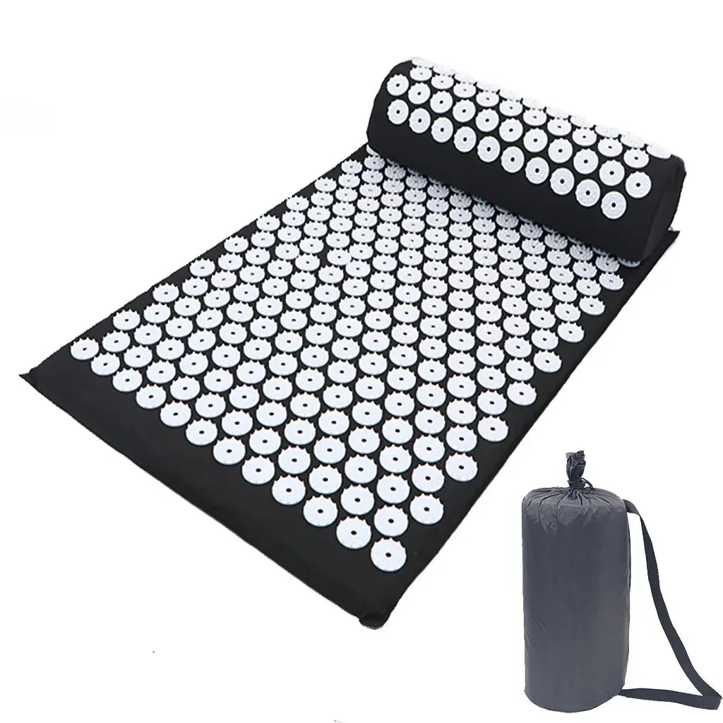 Relaxation Mat With Spikes For Neck And Back Relief - Black