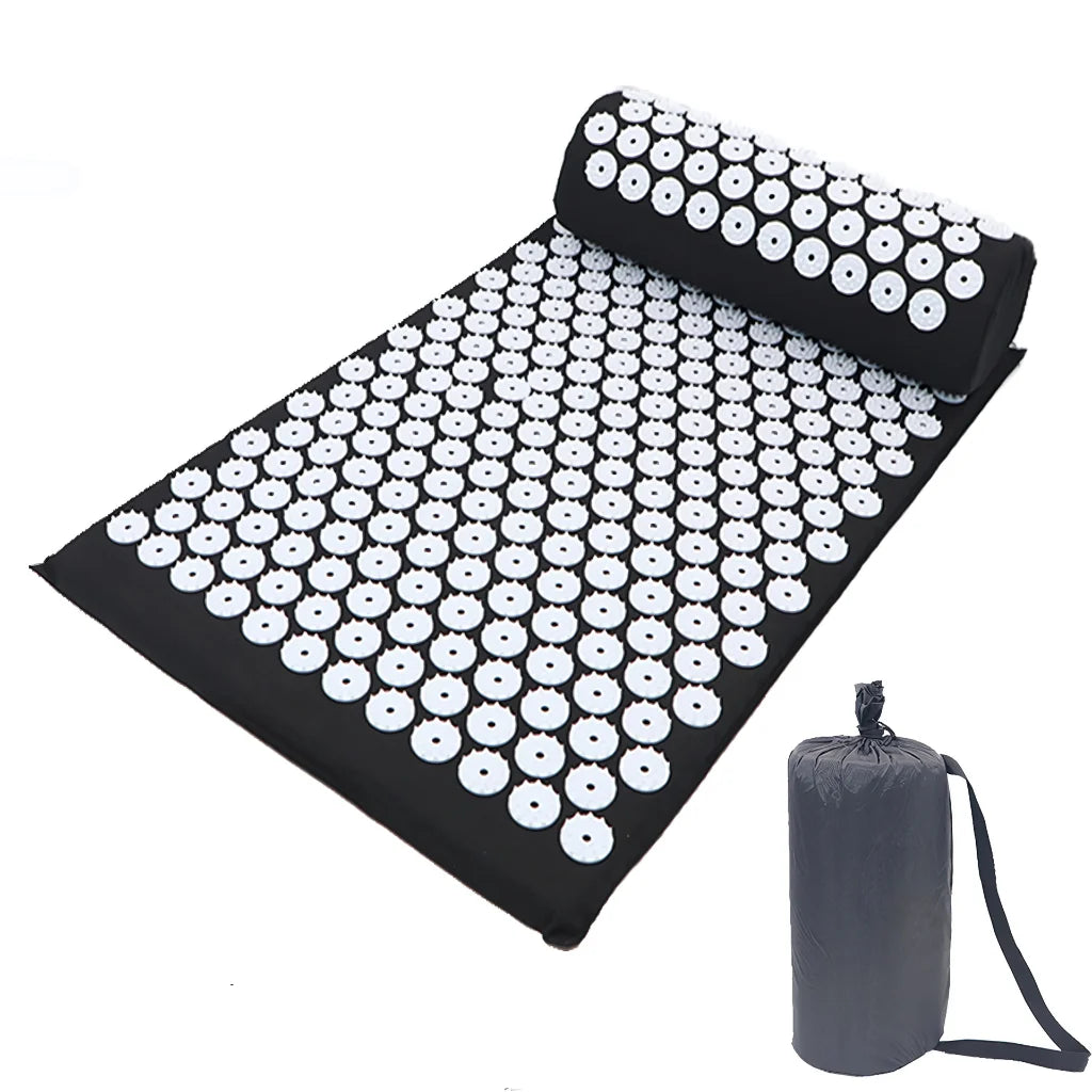 Relaxation Mat With Spikes For Neck And Back Relief - Black