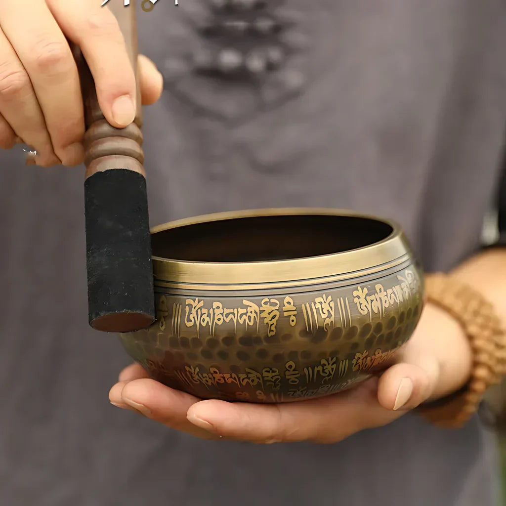 Retro Copper Tibetan Singing Bowl Set For Meditation - 11 cm