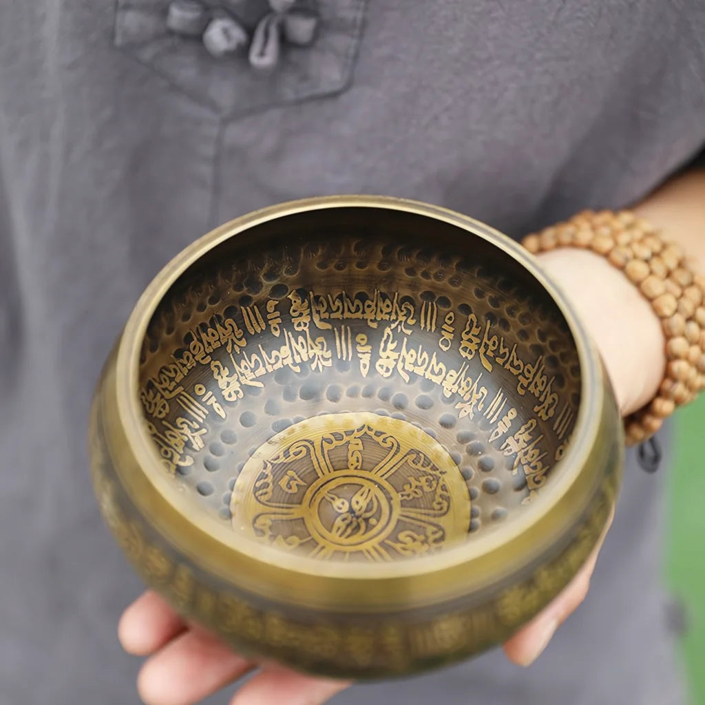 Retro Copper Tibetan Singing Bowl Set For Meditation - 11 cm