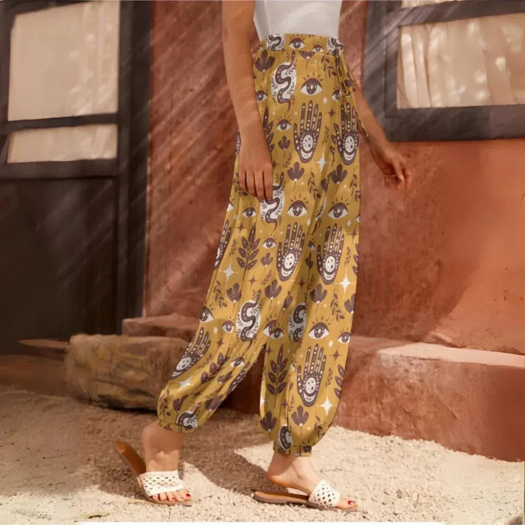 Retro Mystic Yellow Harempants For Women