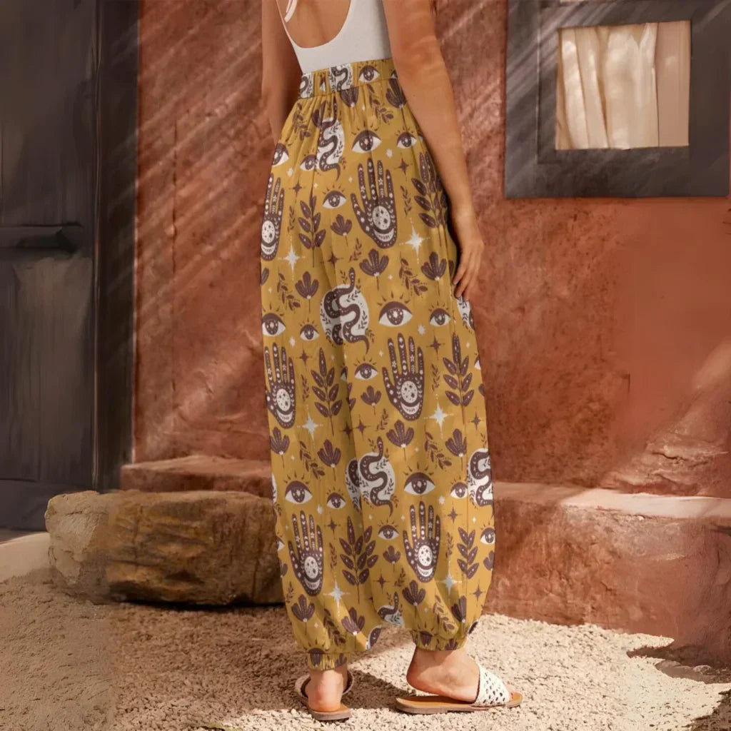 Retro Mystic Yellow Harempants For Women