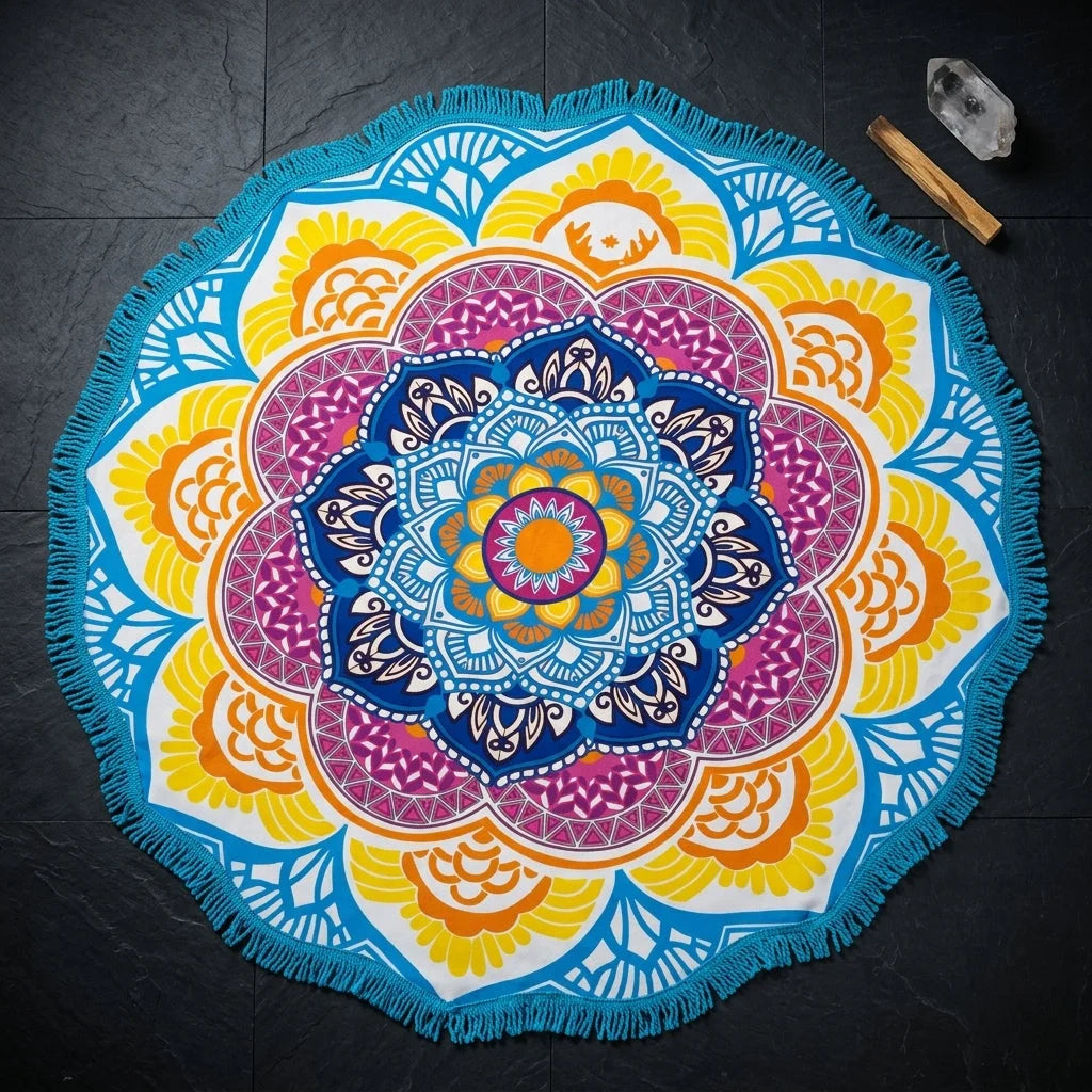 Round Boho Meditation Carpet For Mindful Living Spaces