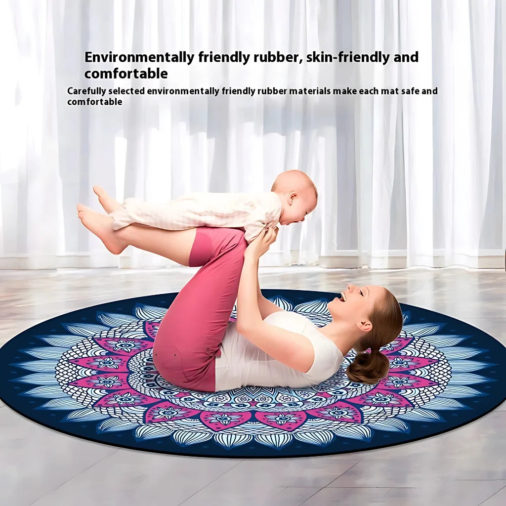 Round Yoga Mats Large With Non-Slip Natural Rubber