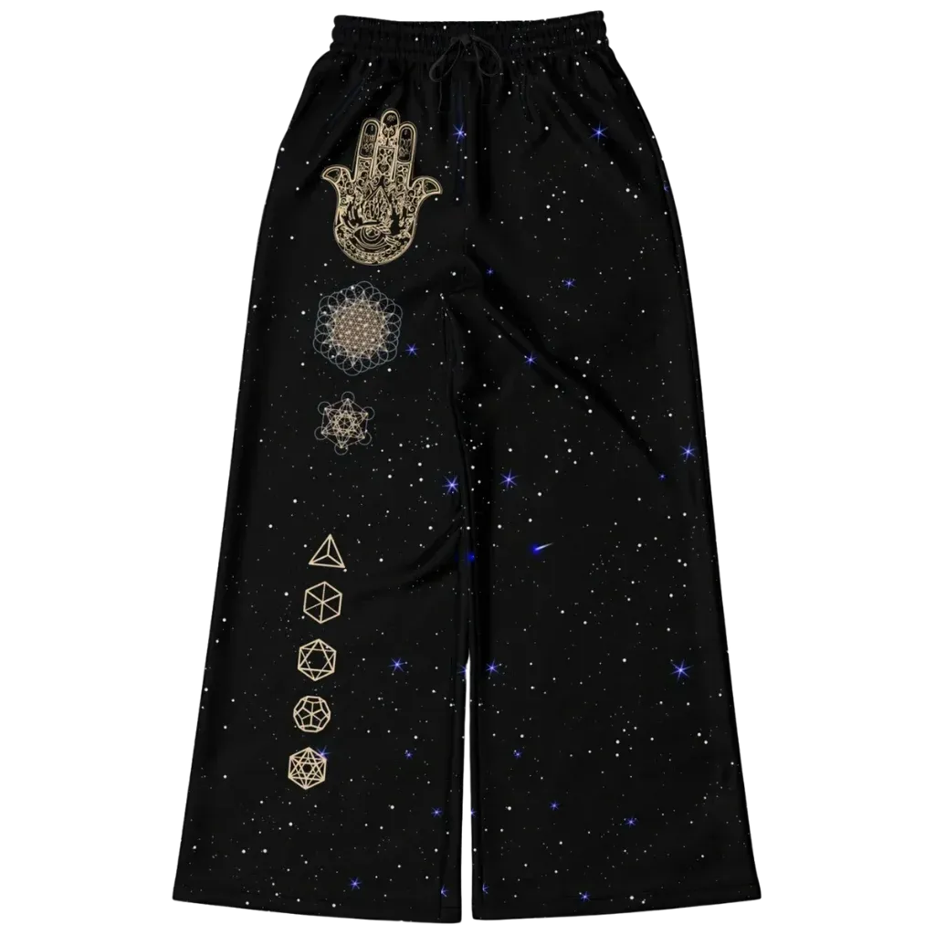 Sacred Geometry Flare Jogger With Night Sky Design