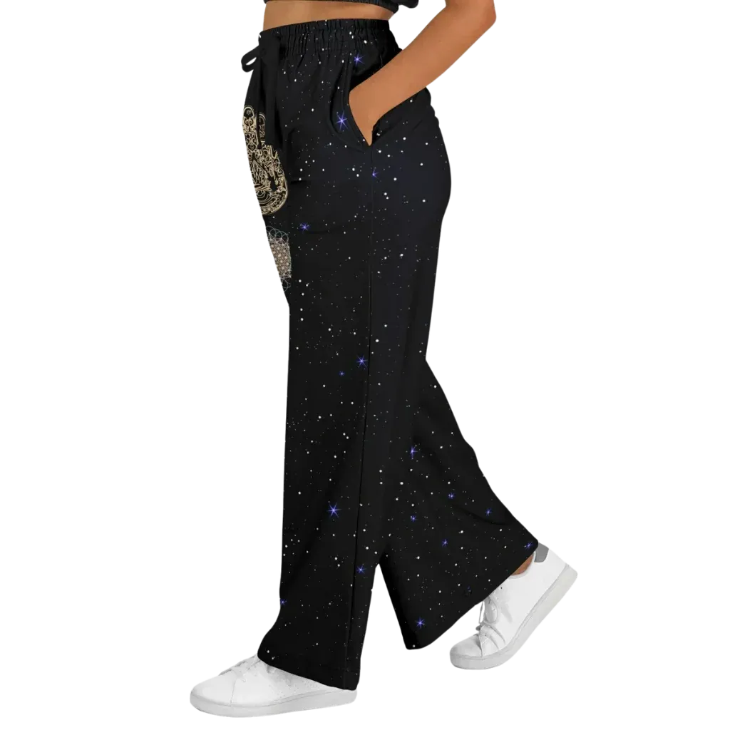 Sacred Geometry Flare Jogger With Night Sky Design