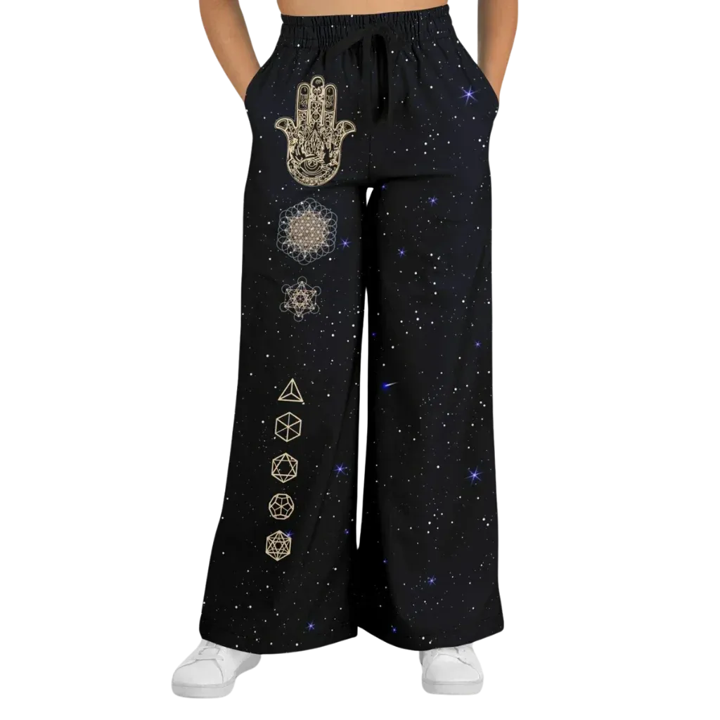 Sacred Geometry Flare Jogger With Night Sky Design