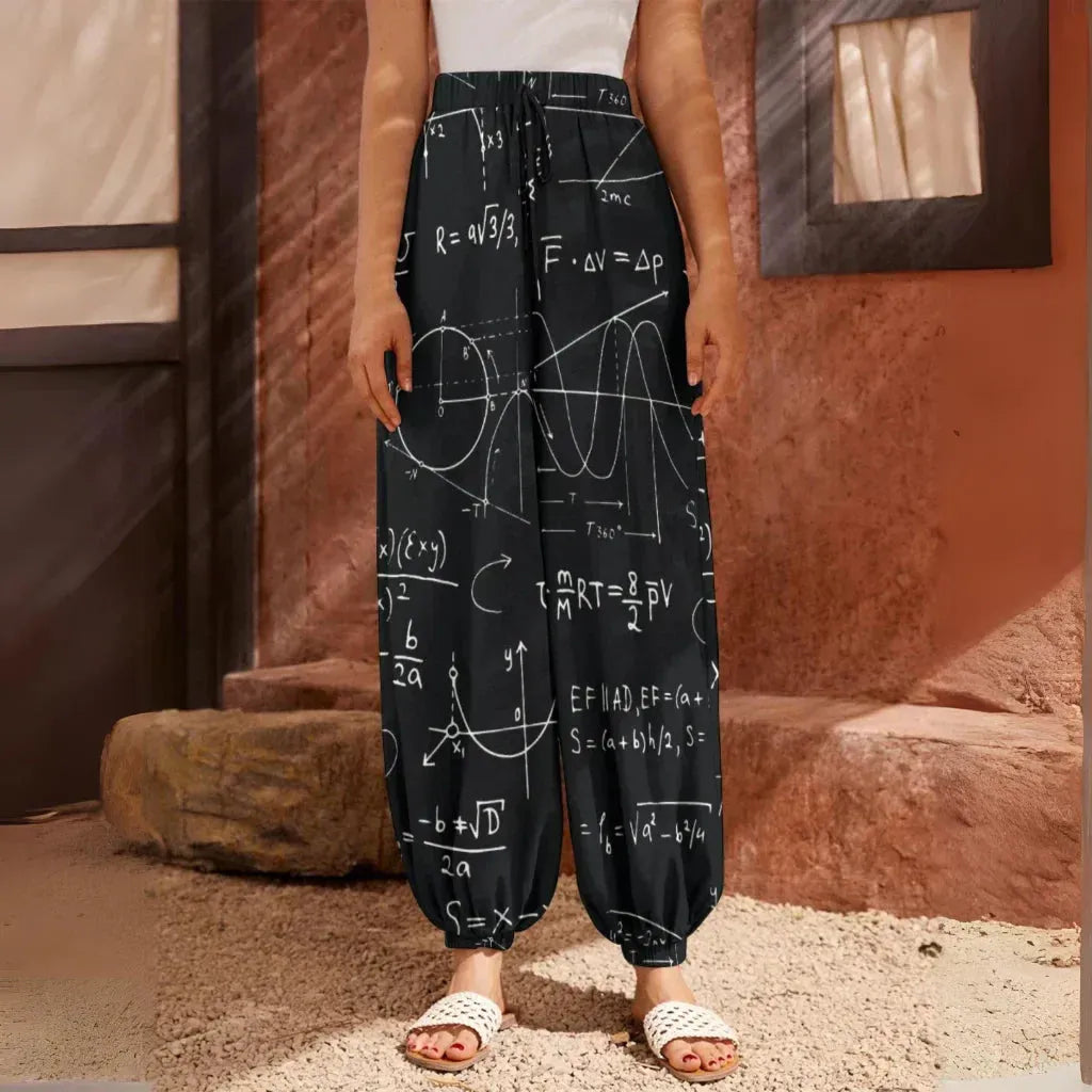 Sacred Geometry Harem Style Trousers in Black